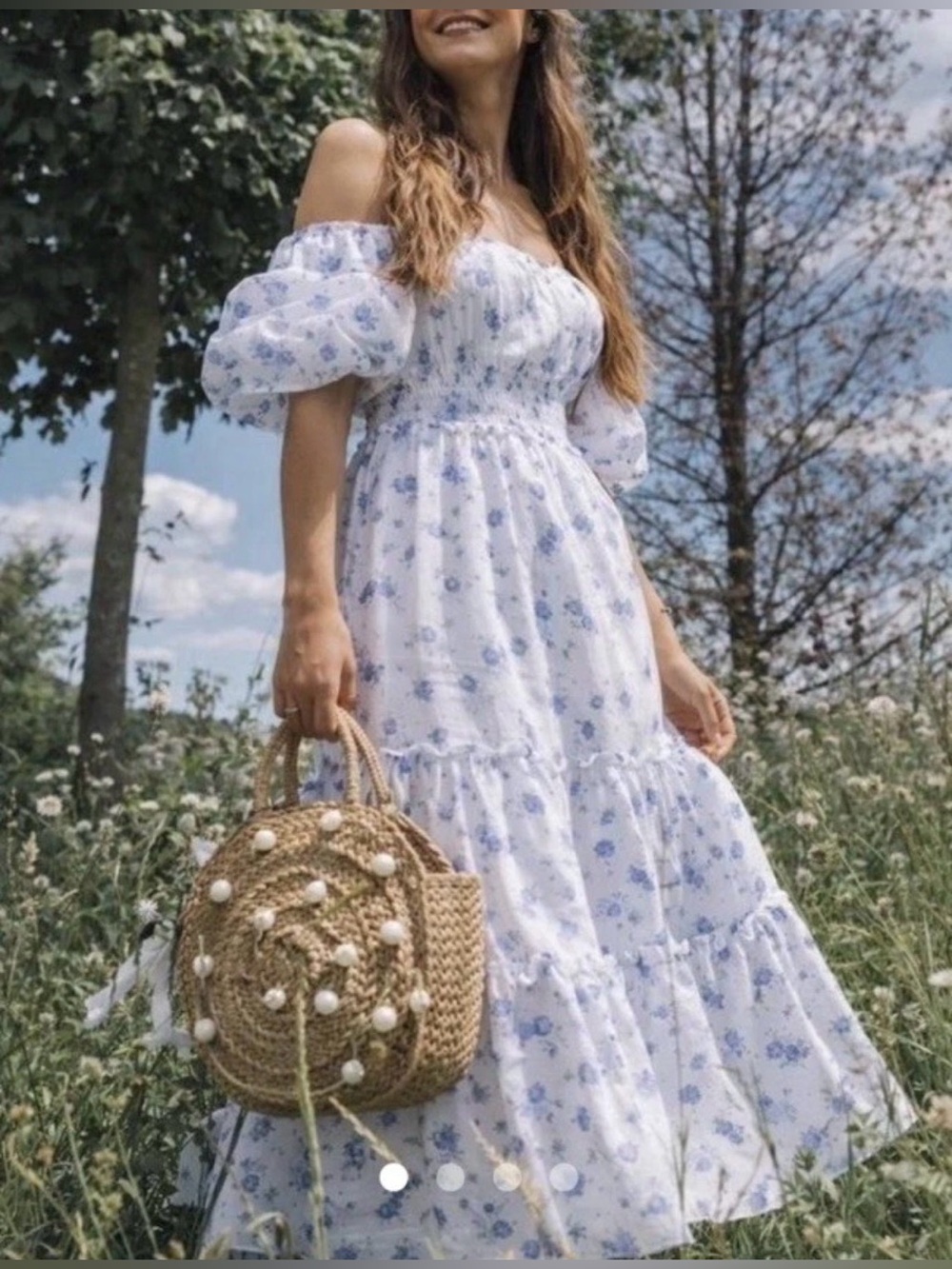 LoveShackFancy x Target Gemma Maxi Dress S Floral Puff Sleeve Smocked Garden - Picture 1 of 16